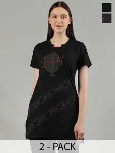 Duchess Women Pack Of 2 Printed Long Lounge T-Shirt