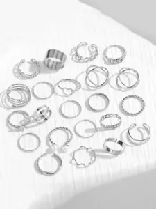 DressBerry Silver-Toned Set Of 44 Stackable Kunckle Finger Ring