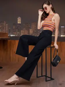 Miss Chase Women Wide Leg High-Rise Stretchable Jeans