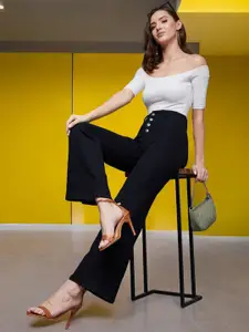 Miss Chase Women Wide Leg High-Rise Stretchable Denim Jeans