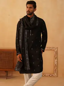 Jompers Floral Embroidered Sequinned Straight Kurta & Pyjamas With Dupatta