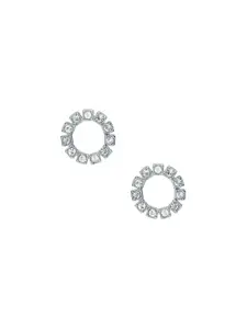 Ted Baker Haliana Halo Crystals Studded Silver-Plated Brass Circular Studs Earrings