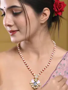 Silvermerc Designs Gold-Plated Pearl Beaded Kundan Necklace