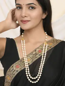 Silvermerc Designs Gold-Plated Pearls Beaded Layered Necklace