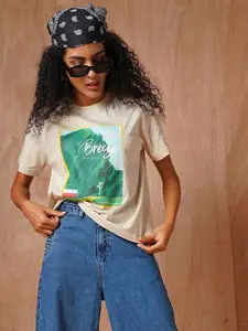 The Roadster Lifestyle Co Printed Oversized Cotton T-Shirt