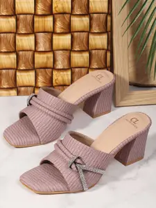 Carlton London Textured Embellished Block Heel Sandal