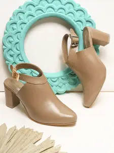 DressBerry Women PU Pointed Toe Block Heel Pumps