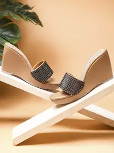 DressBerry Embellished PU Wedge Sandal