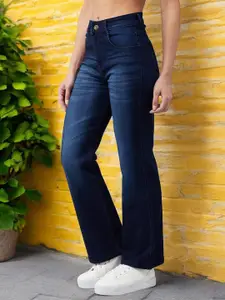 Miss Chase Women Wide Leg Mid-Rise Light Fade Stretchable Jeans