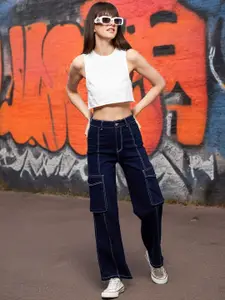 Miss Chase Women Wide Leg High-Rise Cotton Stretchable Jeans