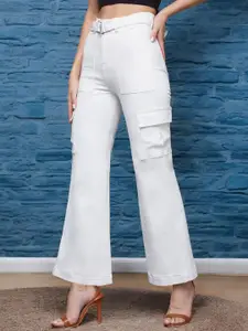 Miss Chase Women Wide Leg High-Rise Stretchable Cargo Jeans