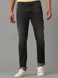 Voi Jeans Men Comfort Skinny Fit Mildly Distressed Light Fade Stretchable Jeans