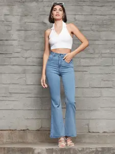 Miss Chase Women Bootcut High-Rise Light Fade Stretchable Jeans