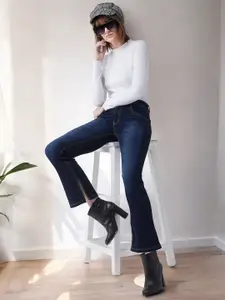 Miss Chase Women Bootcut Mid Rise Light Fade Stretchable Jeans