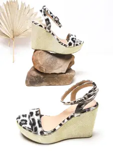 DressBerry Printed Ankle Loop Wedge Sandal