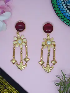 Niscka Gold Plated Floral Drop Earrings