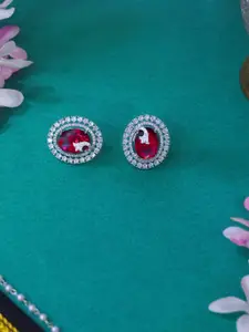 Niscka Stainless Steel Rhodium-Plated Oval Studs