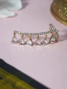 Niscka Rhodium Plated Triangular Ear Cuff Earrings