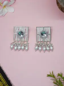 Niscka Silver Plated Square Studs Earrings