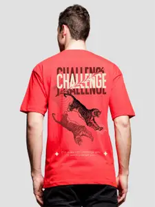 ADRO Men Typography Printed V-Neck Applique T-shirt