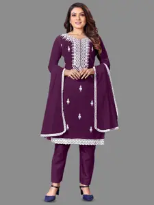 LADY SHOPI Floral Embroidered Thread Work Unstitched Dress Material