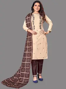 LADY SHOPI Floral Embroidered Thread Work Unstitched Dress Material