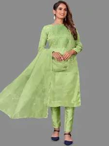 LADY SHOPI Floral Embroidered Sequinned Jute Silk Unstitched Dress Material