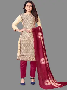 LADY SHOPI Floral Embroidered Thread Work Unstitched Dress Material