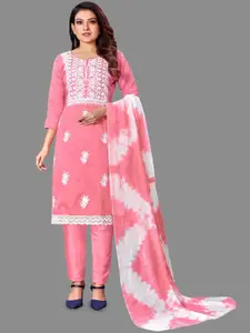 LADY SHOPI Floral Embroidered Thread Work Unstitched Dress Material