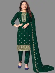 LADY SHOPI Floral Embroidered Zari Work Unstitched Dress Material
