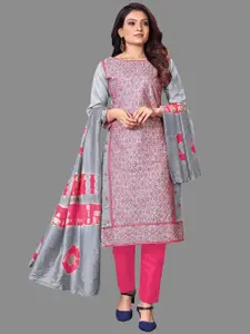 LADY SHOPI Floral Embroidered Thread Work Unstitched Dress Material