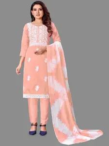 LADY SHOPI Floral Embroidered Thread Work Unstitched Dress Material