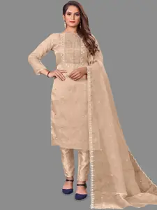 LADY SHOPI Floral Embroidered Thread Work Unstitched Dress Material