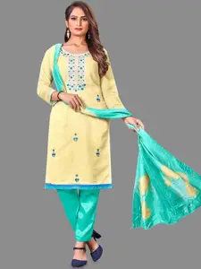 LADY SHOPI Floral Embroidered Thread Work Unstitched Dress Material