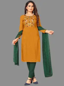 LADY SHOPI Floral Embroidered Thread Work Unstitched Dress Material