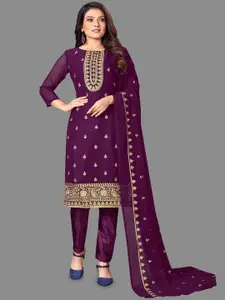 LADY SHOPI Floral Embroidered Zari Work Unstitched Dress Material
