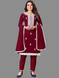 LADY SHOPI Floral Embroidered Thread Work Unstitched Dress Material