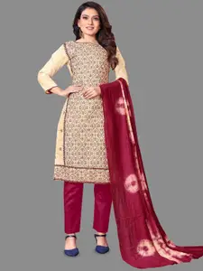 LADY SHOPI Floral Embroidered Thread Work Unstitched Dress Material