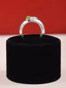 Exotic India Green Chalcedony Stone Sterling Silver Designer Ring