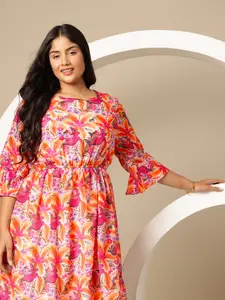 Sztori Plus Size Floral Print A-Line Dress