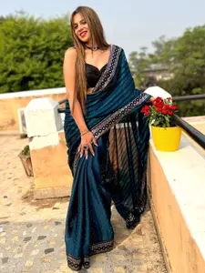 Anouk Striped Sequinned Beads and Stones Saree