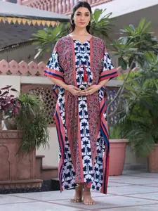 Aujjessa Women V-Neck Floral Print Maternity Kaftan Dress