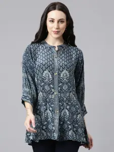 Neerus Floral Printed Pure Crepe Kurti