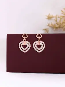 KAI JEWEL 925 Sterling Silver Rose Gold-Plated Heart Shaped Studs