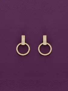 KAI JEWEL Gold-Plated 92.5 Sterling Silver Circular Crystals Drop Earrings