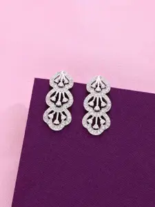 KAI JEWEL Rhodium-Plated 92.5 Sterling Silver Cubic Zirconia Drop Earrings