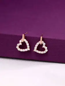 KAIKAI JEWEL Rhodium-Plated 92.5 Sterling Silver Cubic Zirconia Heart Shaped Studs