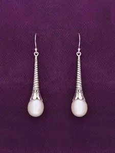 KAI JEWEL Rhodium-Plated 92.5 Sterling Silver Pearls Drop Earrings
