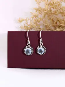 KAI JEWEL 925 Sterling Silver Rhodium-Plated Cubic Zirconia Studded Drop Earrings