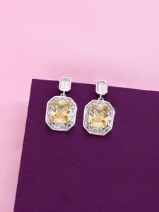 KAI JEWEL 925 Sterling Silver Rhodium-Plated Rhodium-Plated Studded Drop Earrings